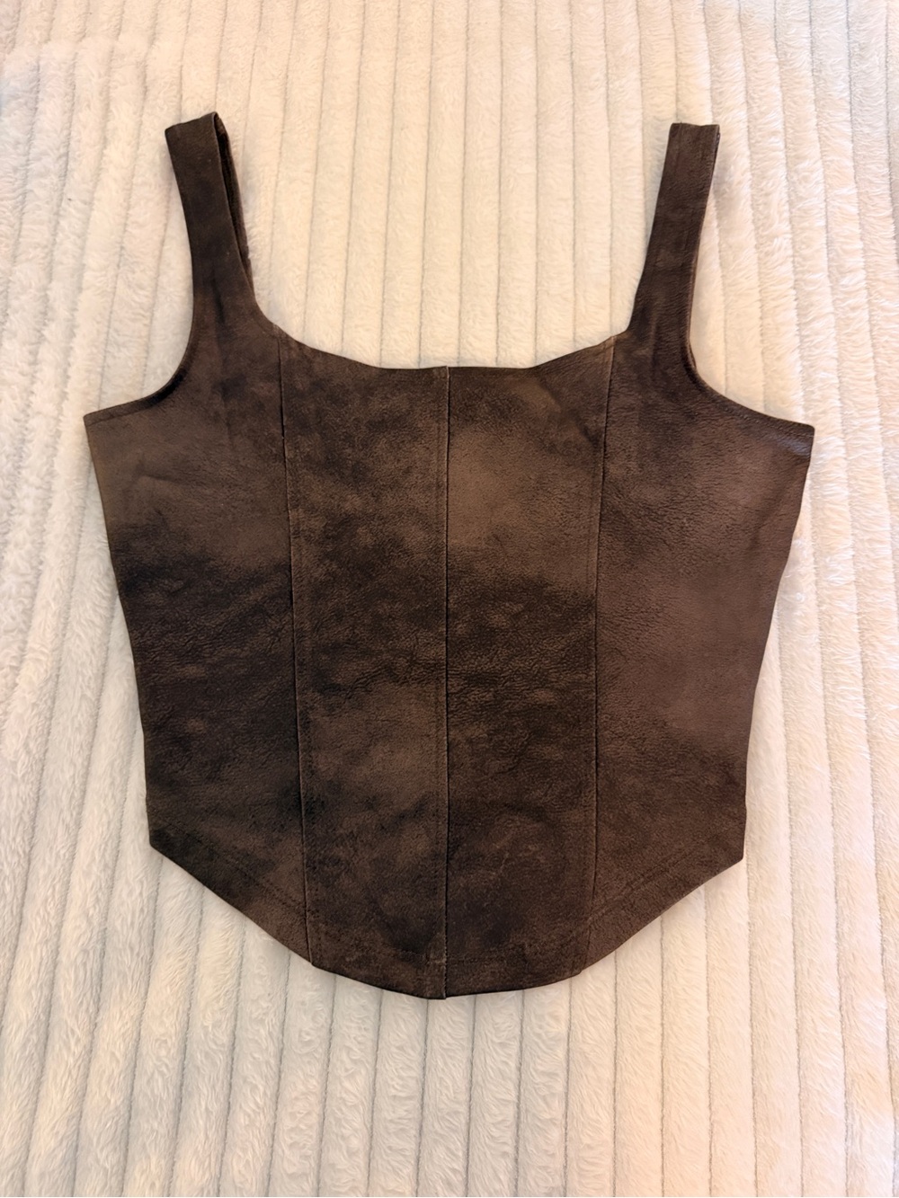 Divided Brown Faux-Suede Square Neck Camisole